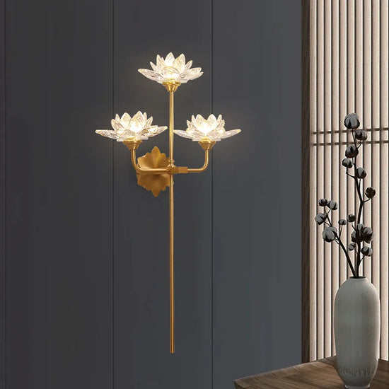 Premium Lotus Crystal LED Metal Wall Lamp by Gloss (6601/W3B)