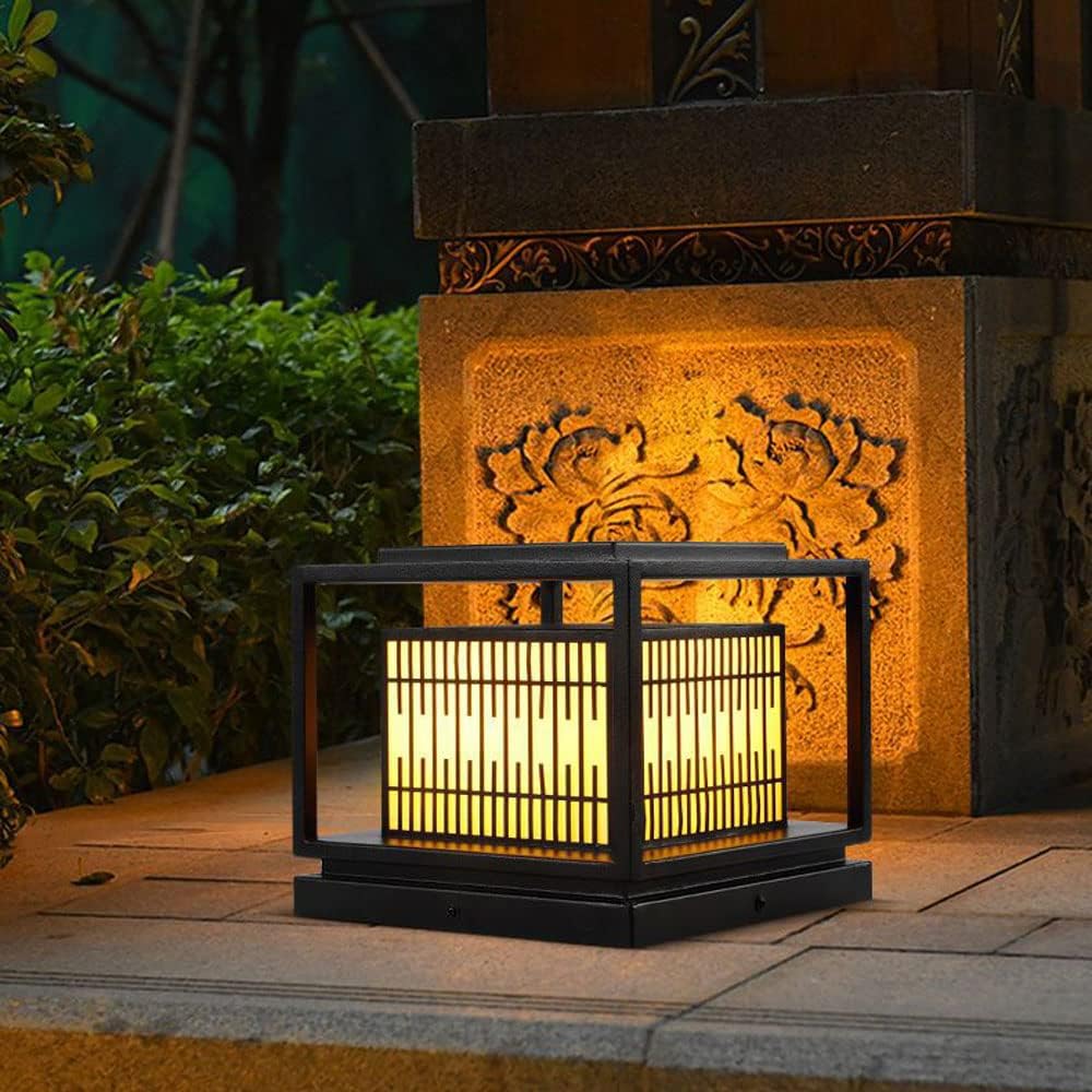 Iron+Glass Pillar Outdoor Gate Light by Gloss (ZT9008)