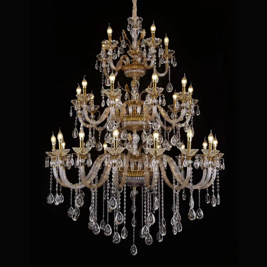 Premium Glass Metal Golden Colour  Double Height Chandelier by Gloss (88088)