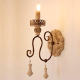 9329/1 Unique Design Antique Iron Solid Wood Wall Lamp