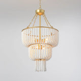 9342/8 Luxury White and Gold Ceramic Beads Chandelier