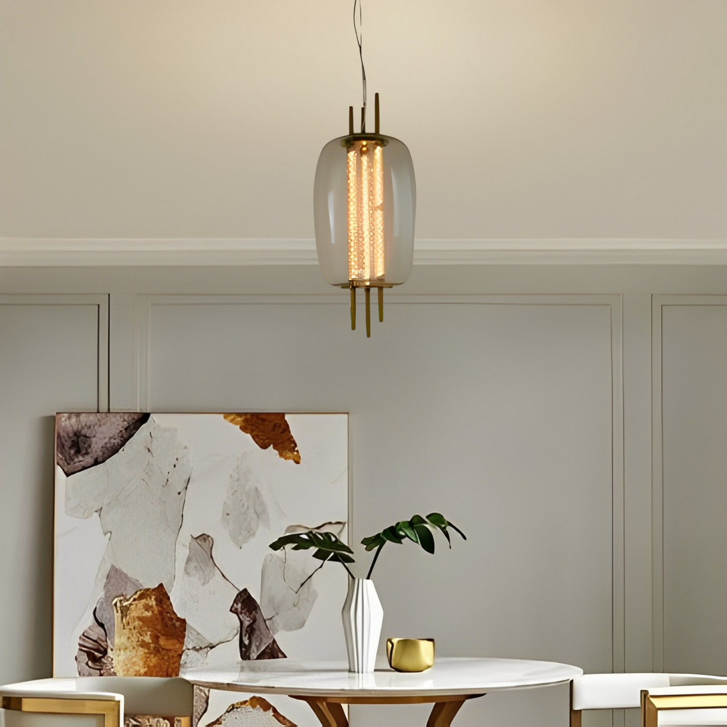 Load image into Gallery viewer, Luxury Modern Iron Panchromatic Glass Twisted LED Pendant by Gloss (A1844/B)
