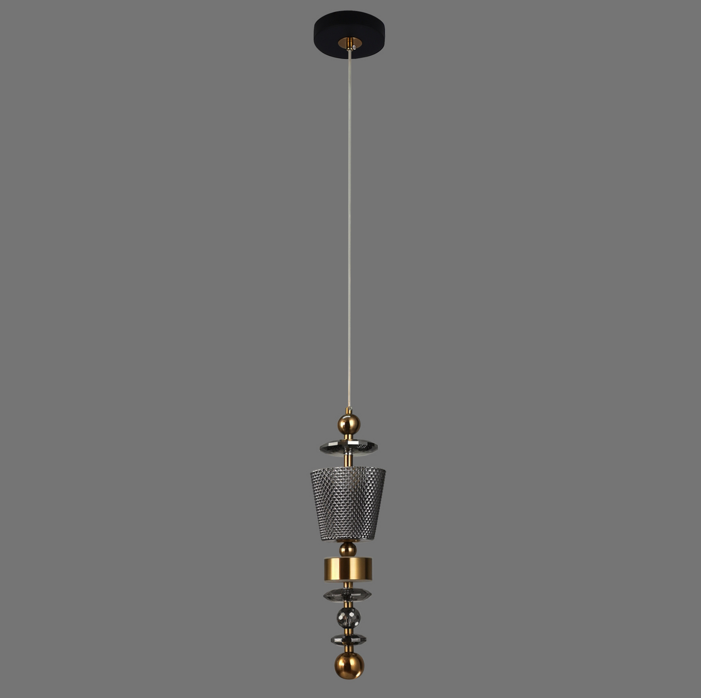 Modern Crystal Glass Smoked Ash LED Pendent Light by Gloss (A1932/1/A3)