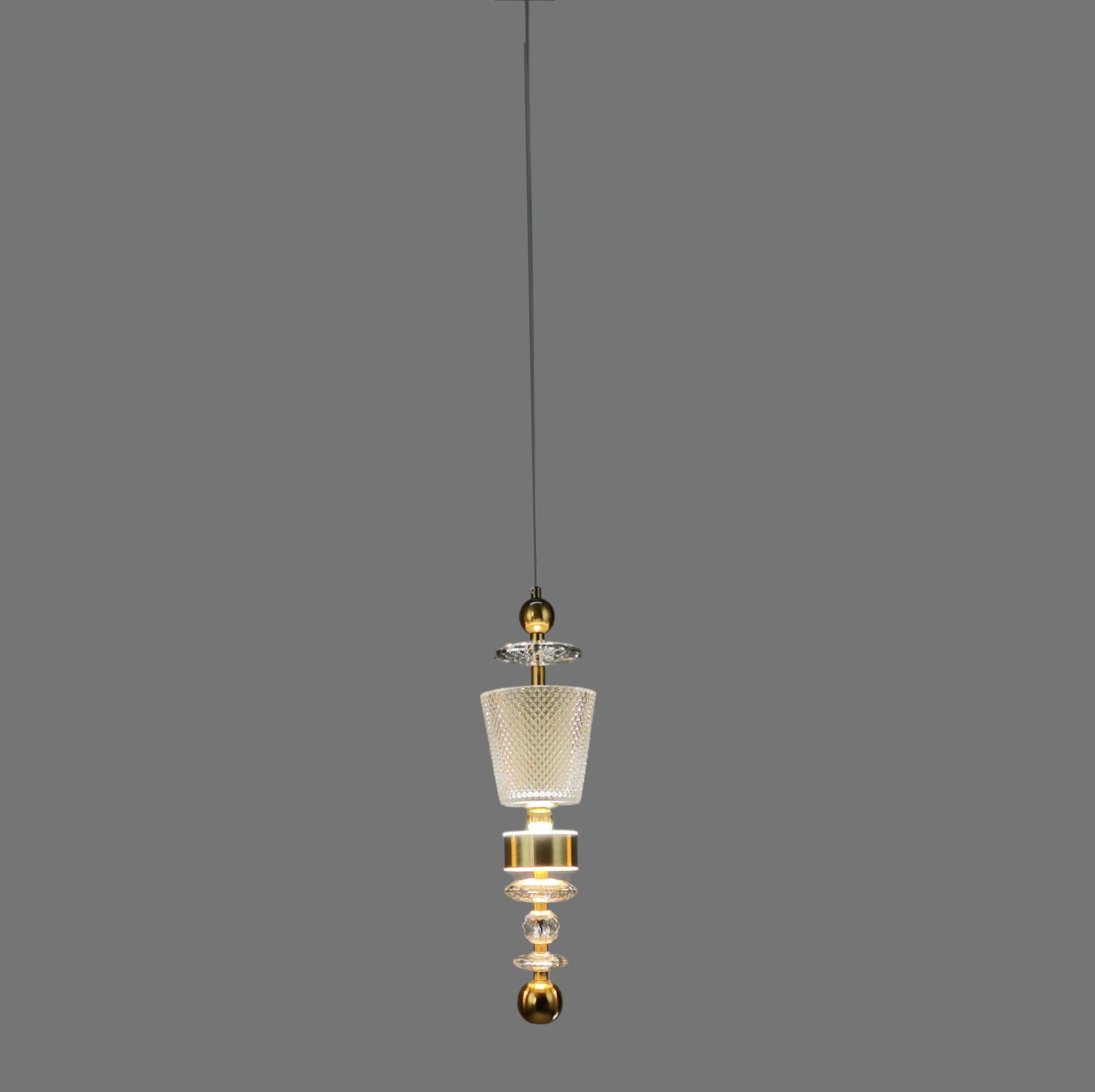 A1932/1/A3 Modern Crystal Glass Smoked Ash Pendent Light
