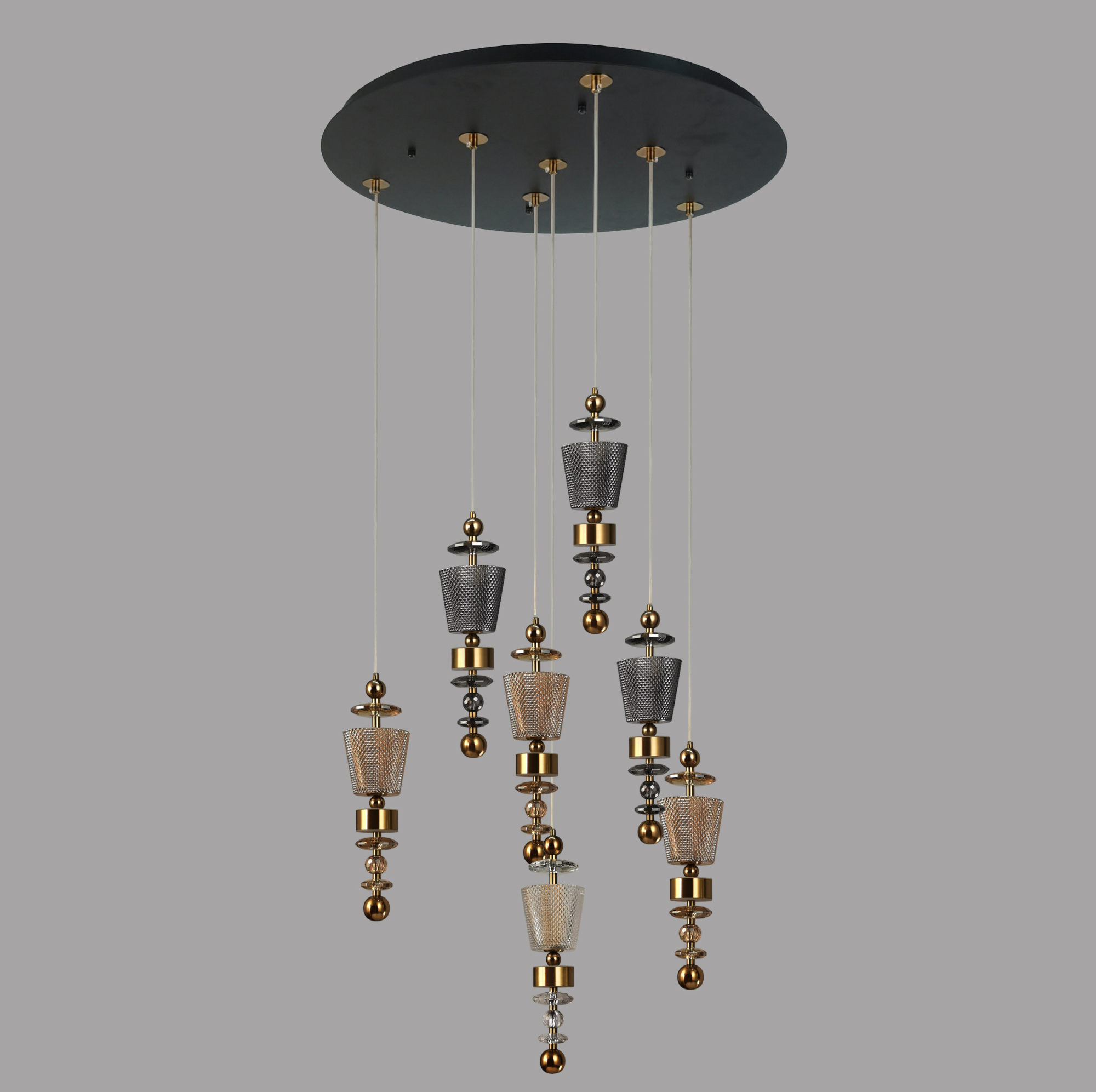 A1932/7 Unique Design Amber and Smokey Crystal Chandelier