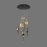 A1933/7/A3 Modern Luxury Crystal Amber Smokey Chandelier Lights in built Led Hanging Chandelier for Living Room, Dining Room, hotel, Restaurant, Studio, Home Deco