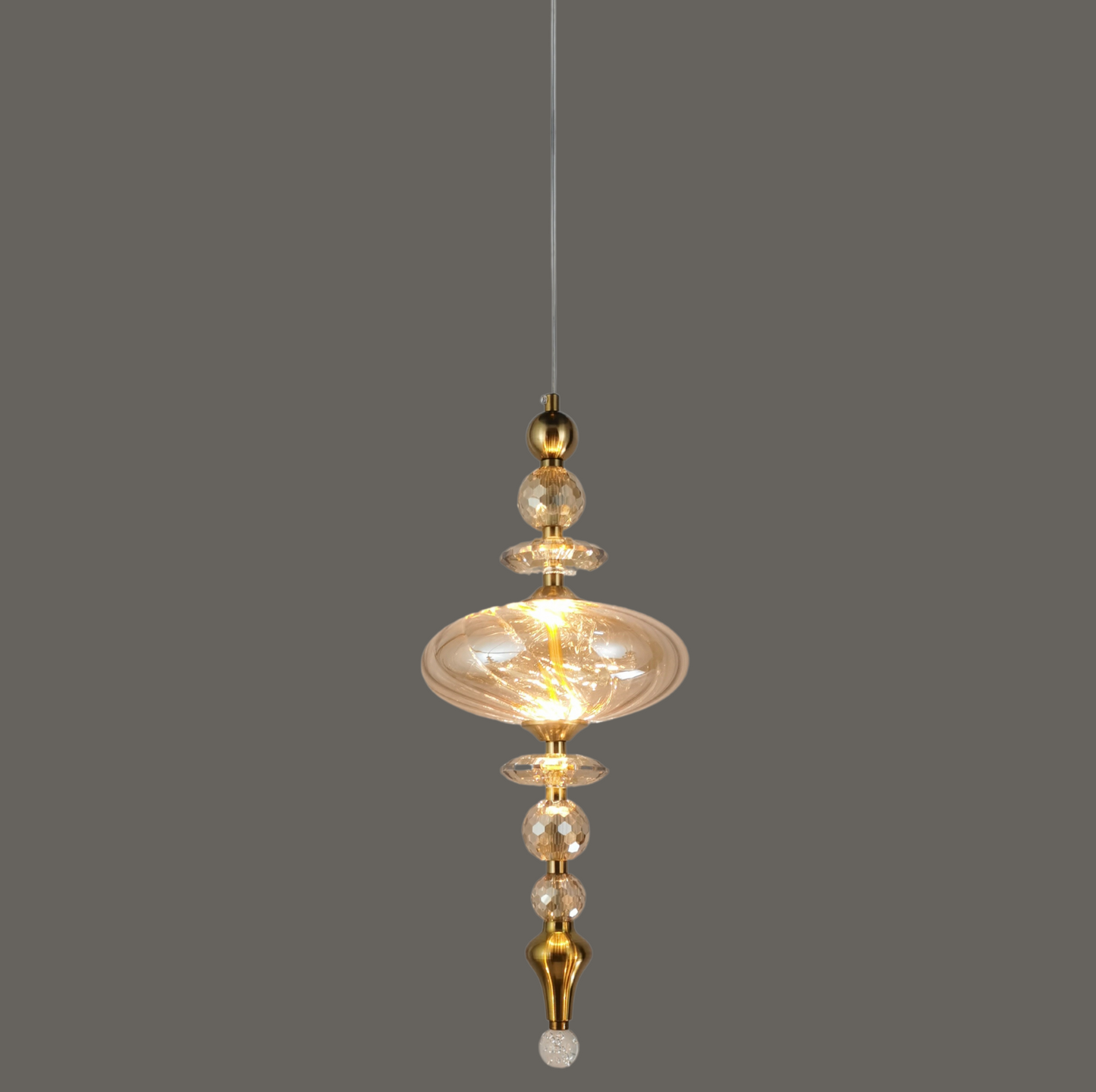 Premium Amber Crystal Metal Glass Led Hanging Indoor Pendent Light by Gloss (A1933/C/A3)
