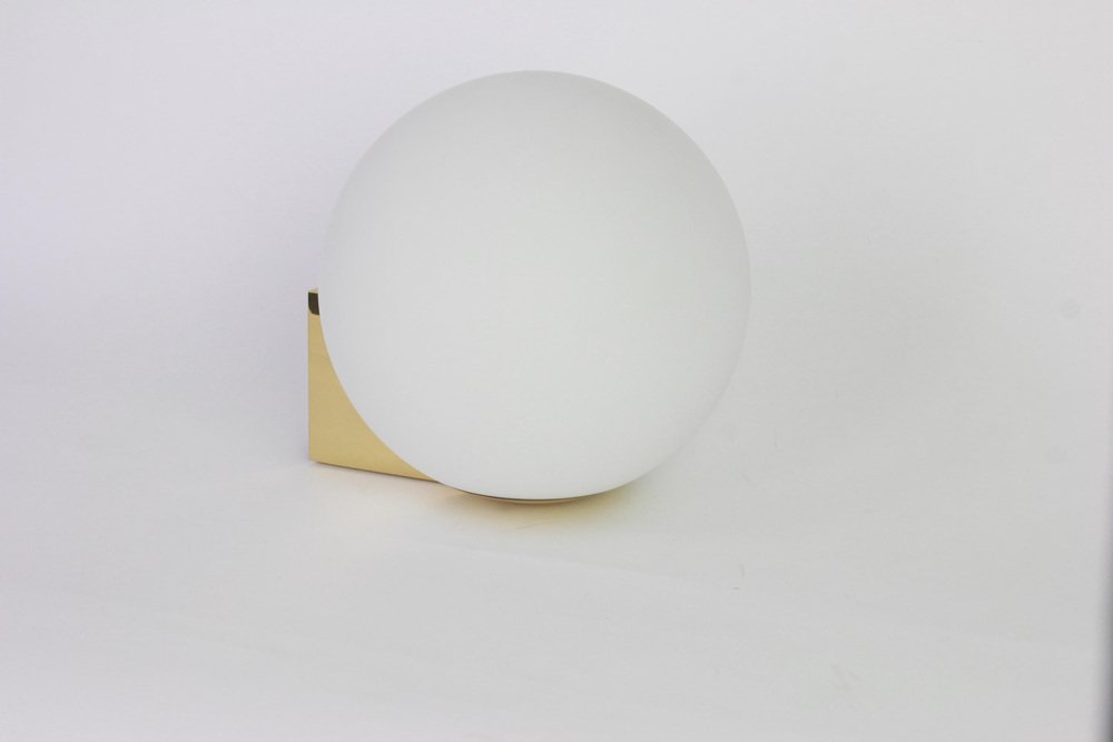 Creative Iron Glass Copper White Globe Bedside Wall Lamp by Gloss (B5058)