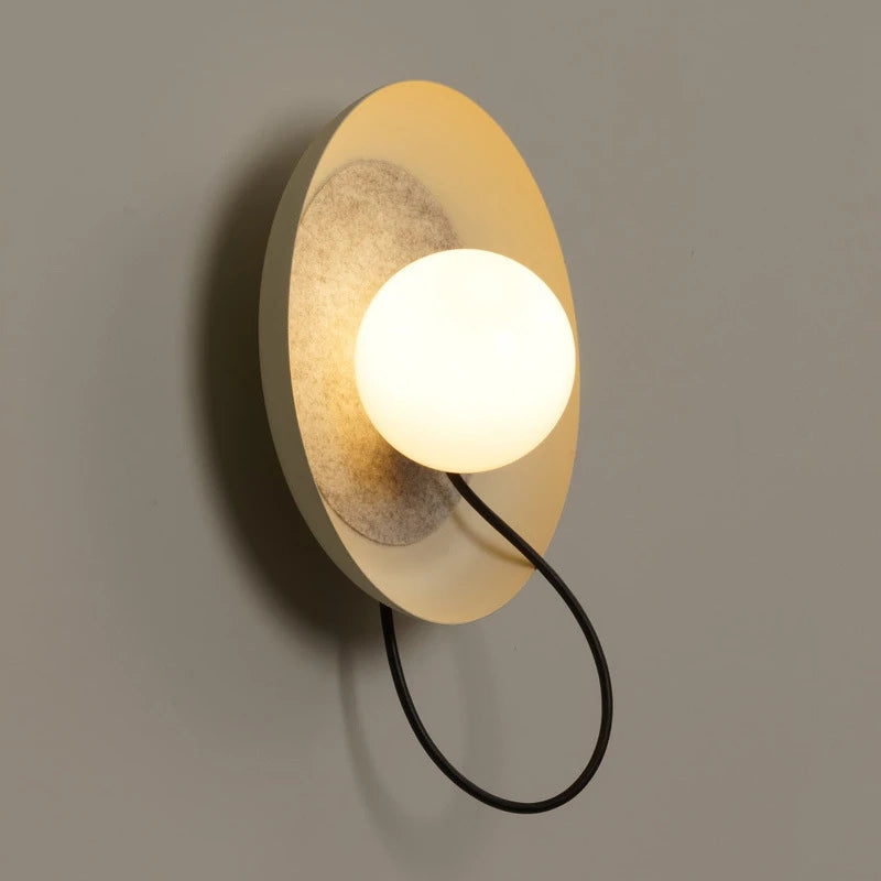 Nordic White Moon and Iron Glass Wall Lamp by Gloss (B7306)