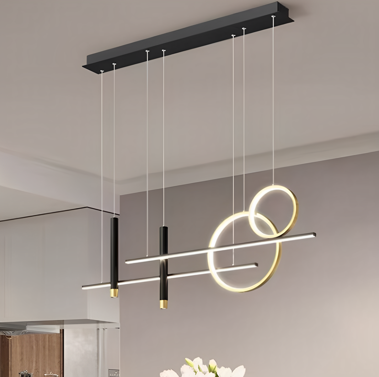 Load image into Gallery viewer, Gold Black Circular Chandelier by Gloss (L9038)
