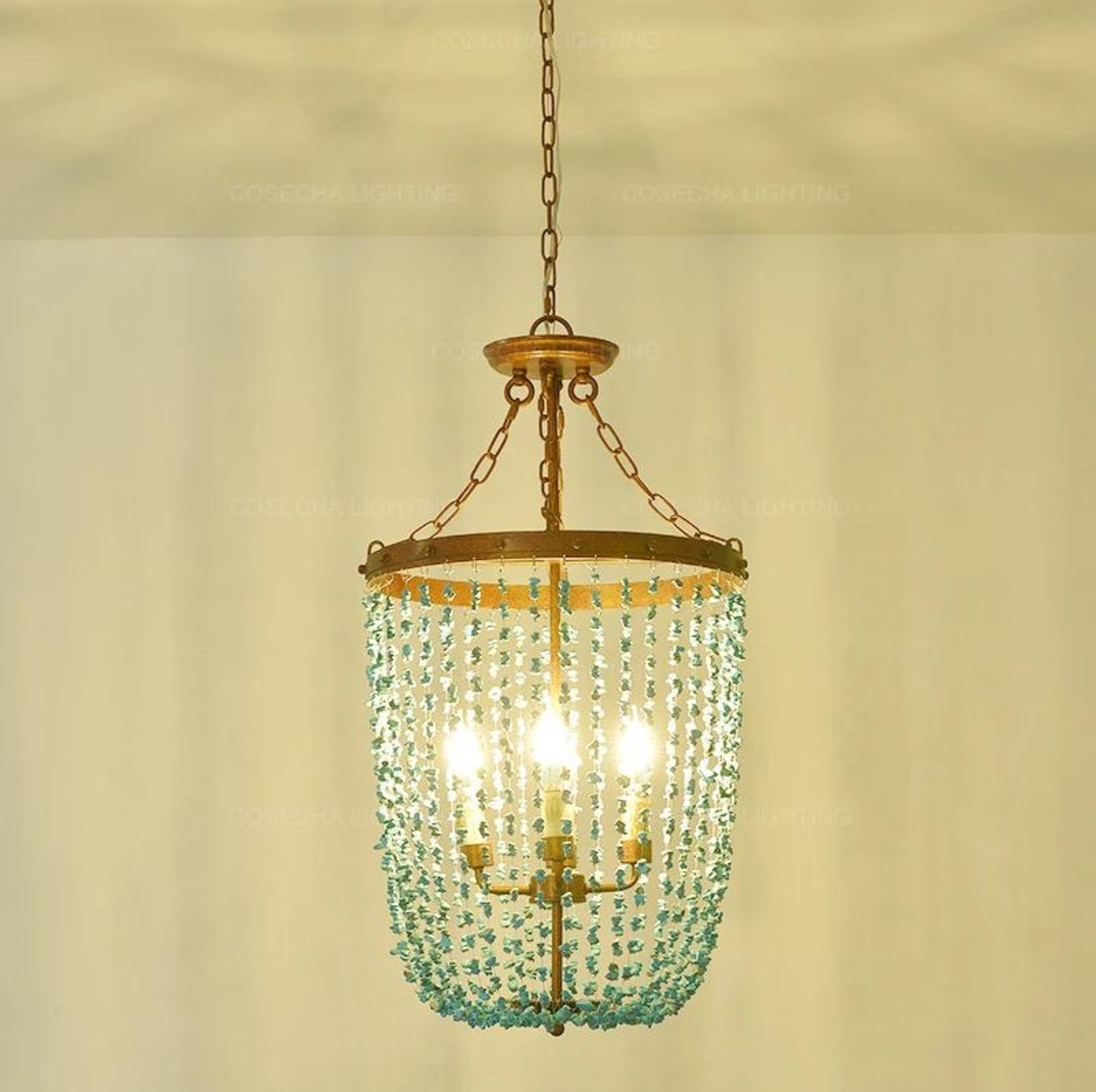 9120/4 Luxury Turquoise Stone Chandelier Light