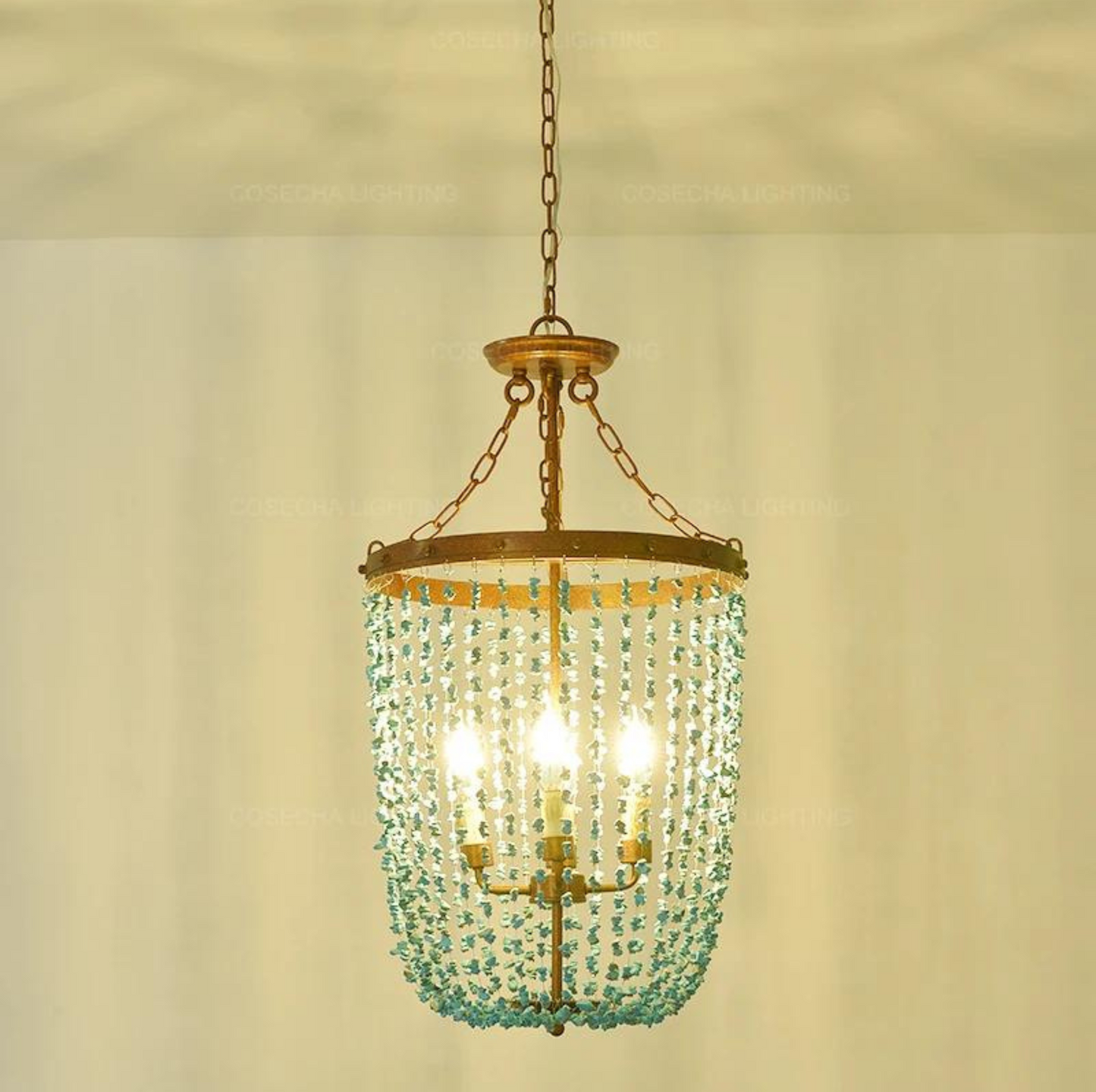 Turquoise Stone Chandelier by Gloss (9120/4)
