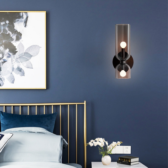 Premium Indoor Iron Glass Postmodern Design Wall Lamp Modern Smoky Color Decorative Wall Lamp for Bedside, Bedroom, Dining room, Living Room, Home Decor by Gloss (MB3166)