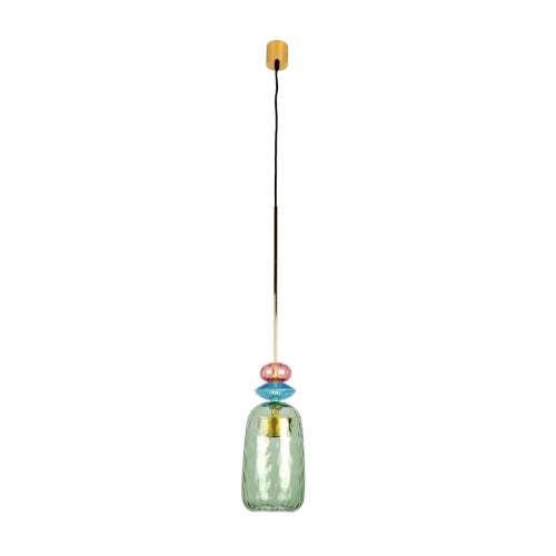 MD-3212/D Premium Golden colorful candy Glass LED pendant lights Modern Iron Glass hanging Pendant Light for kitchen, bedroom, living room, coffee shop (Single Piece)