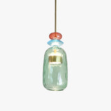 MD-3212/D Premium Golden colorful candy Glass LED pendant lights Modern Iron Glass hanging Pendant Light for kitchen, bedroom, living room, coffee shop (Single Piece)