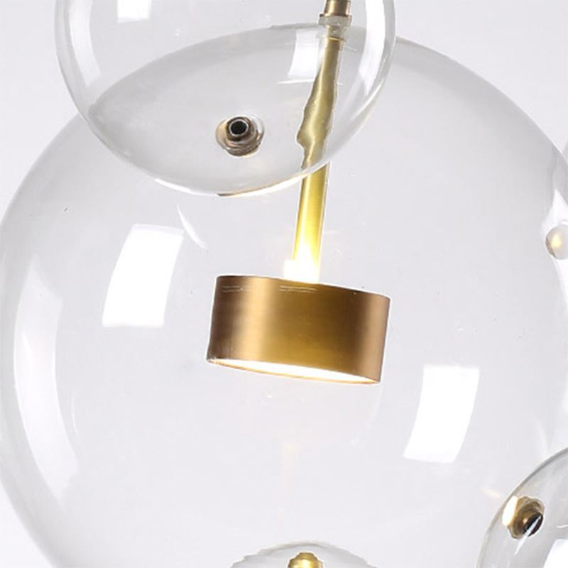 MD3142-4 Premium Modern Golden and Clear Glass LED Pendant Light Nordic Iron Glass Design Decorative Lighting for studio,  bedside, bar, Coffee Shop (Single Piece)