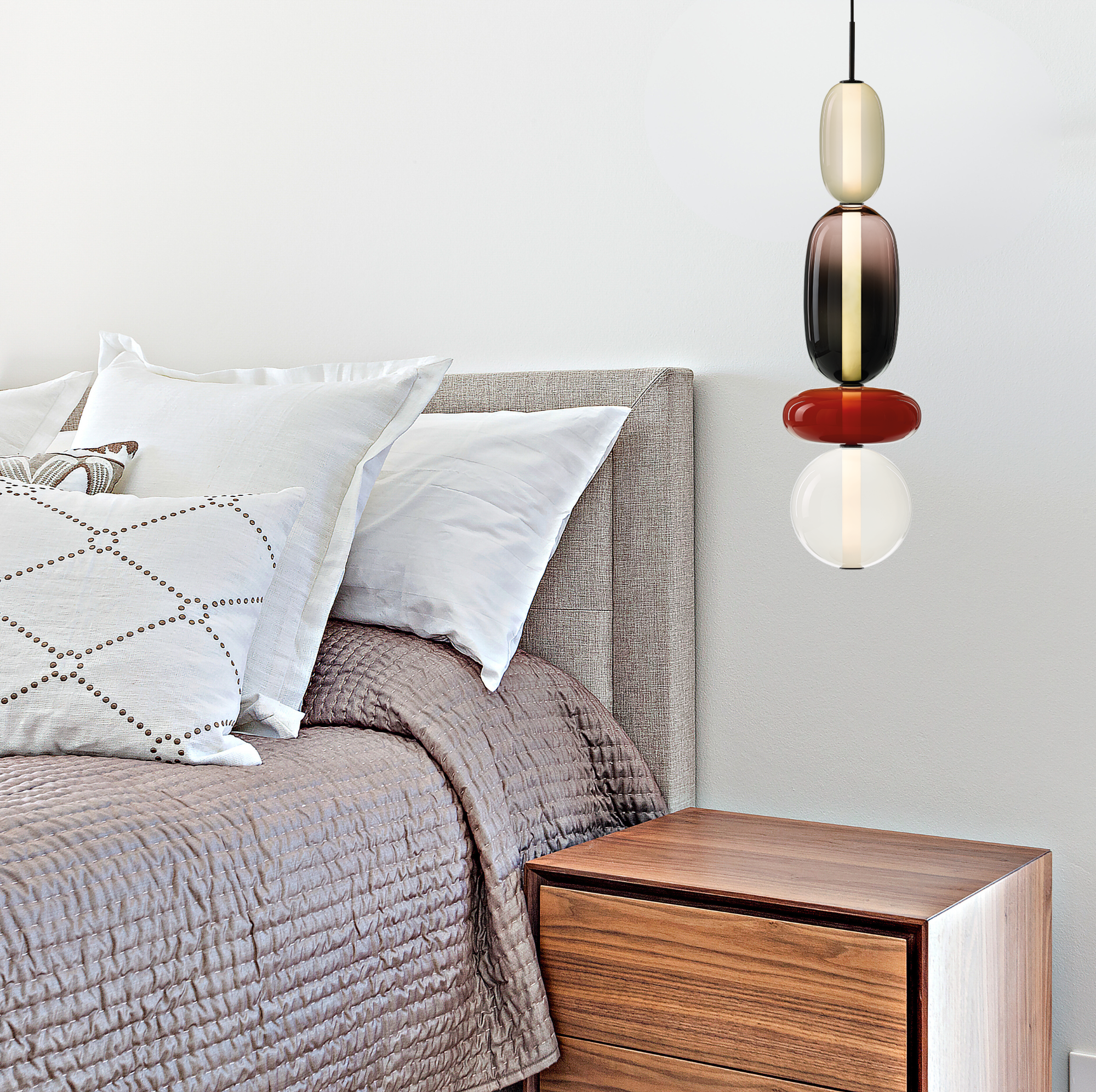 MD3202-C Luxury Unique Design Red Black Color Glass LED pendant Light Fixture Indoor Glass Decorative Light Fixture for Loft Restaurant, Bar, Cafe, Restaurant (Single Piece)
