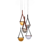 MD3202-C Premium Post Modern Design Leather and Glass Pendant Lamp Indoor Amber and Smoky Gray Decorative Light Fixture for Bedroom, Restaurant, Bedroom, Bar, Cafe, Restaurant, hotel (Single Piece)