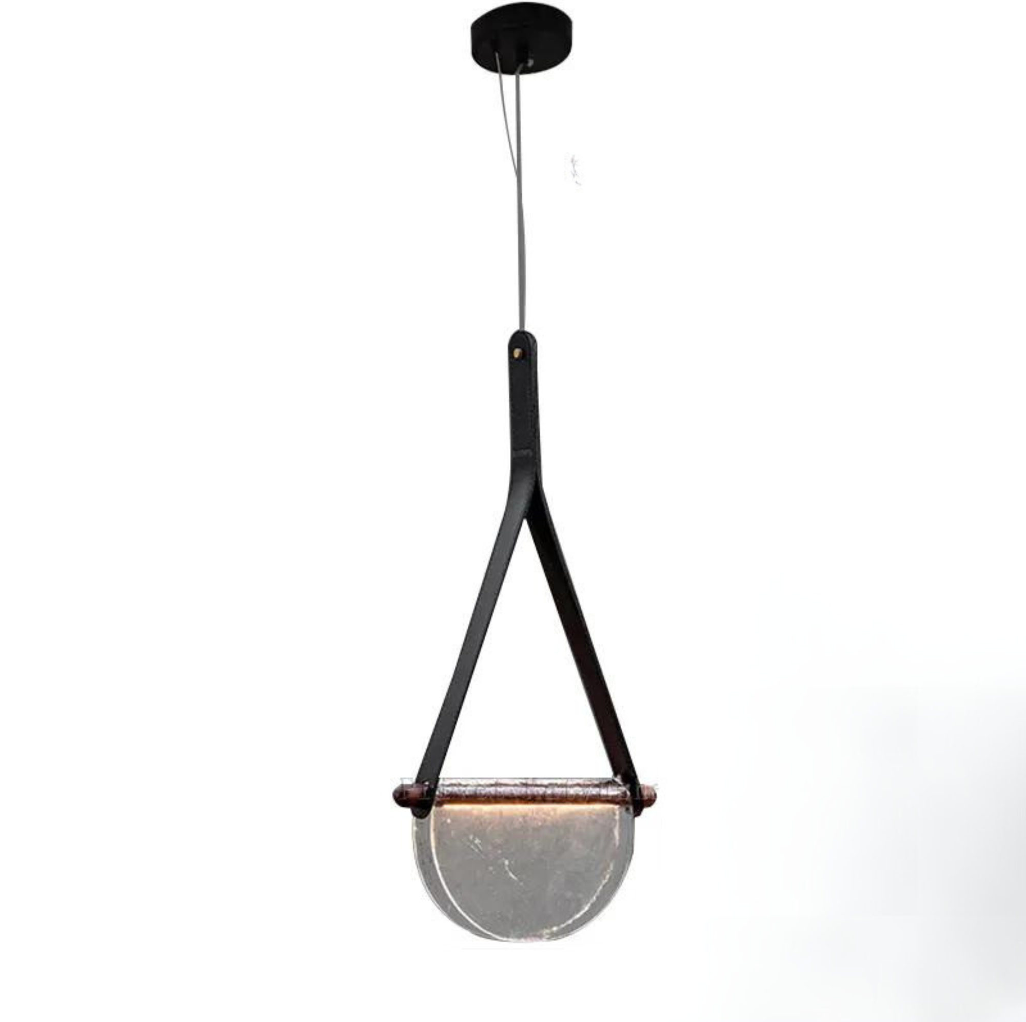 MD3202-C Premium Post Modern Design Leather and Glass Pendant Lamp Indoor Amber and Smoky Gray Decorative Light Fixture for Bedroom, Restaurant, Bedroom, Bar, Cafe, Restaurant, hotel (Single Piece)