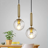 MD3210-A-180 Best Design Iron Glass Pendant Lights Fixture Golden Clear Glass ball Ceiling hanging Light for studio,  bedside, bar, Coffee Shop (Single Piece)