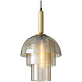 MD3603 Premium Design LED Iron Glass Pendant Lights Nordic Golden and Amber Restaurant Hanging Ceiling Pendant Light Creative Decor Bedroom Hanginglight Fixtures (Single Piece)