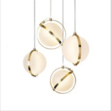 MD4168-250 Luxury creative globes Iron Glass Golden and White Pendant Light modern bedside lamp for bedroom, living room, studio,  bedside, bar, Coffee Shop (Single Piece)