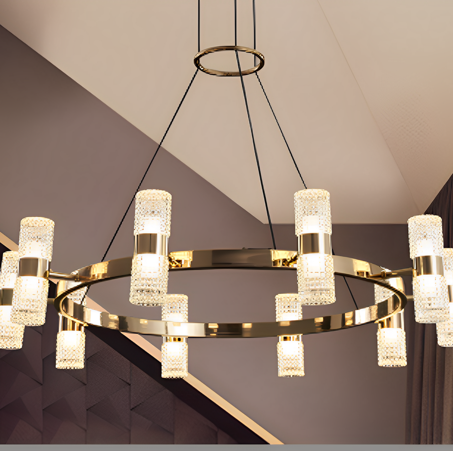 Load image into Gallery viewer, Aluminium Acrylic Led Crystal Chandelier by Gloss (P0715-10A)
