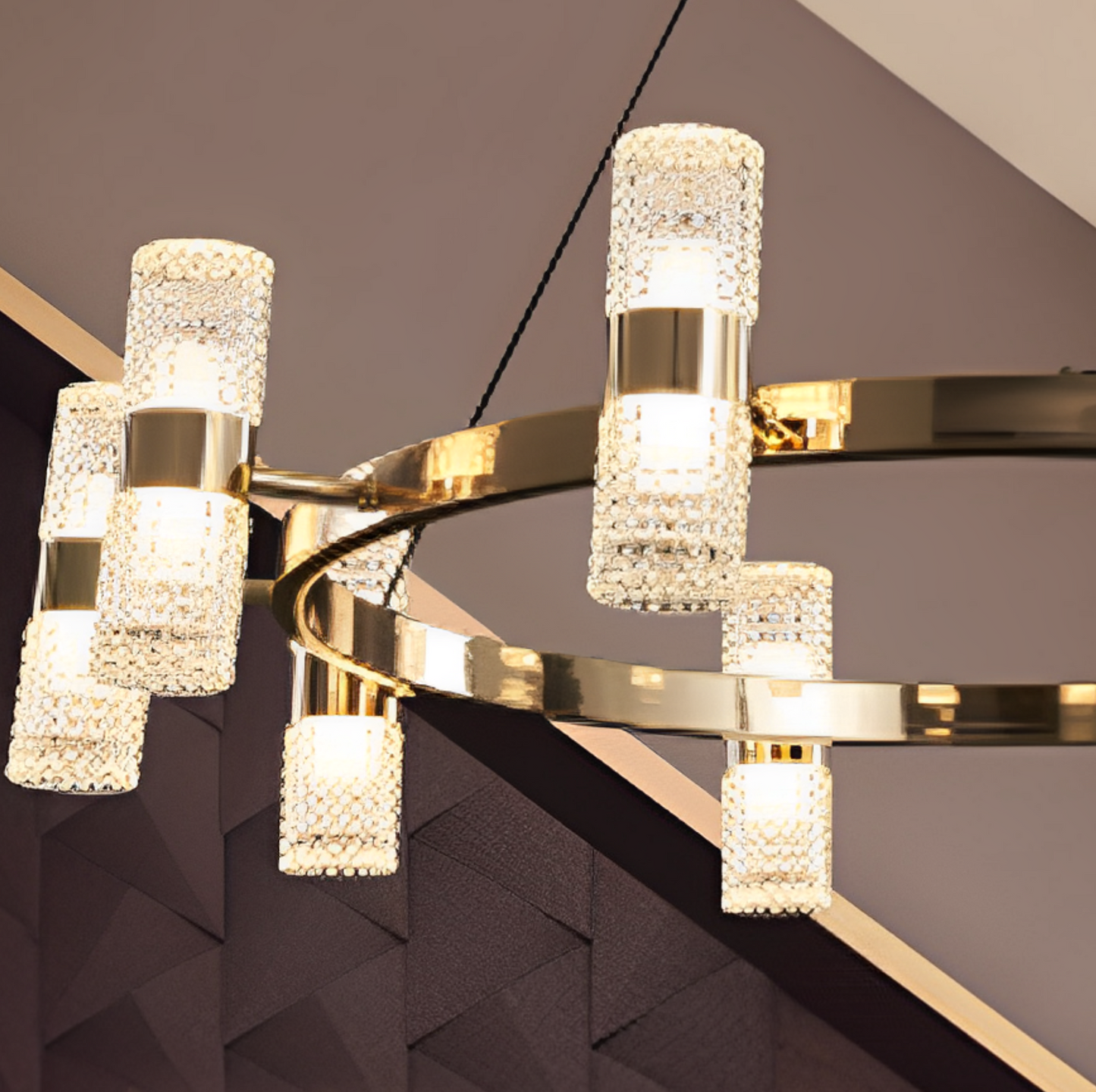 Load image into Gallery viewer, Aluminium Acrylic Led Crystal Chandelier by Gloss (P0715-10A)

