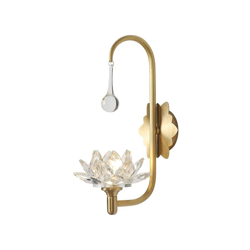 Buy Premium Modern Brass Clear Lotus Crystal LED Wall Lamp by Gloss (6601/WA) - Best Chandelier for home decoration