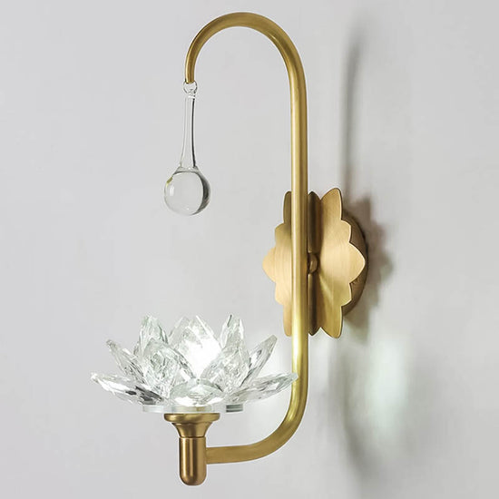 Buy Online Premium Modern Brass Clear Lotus Crystal LED Wall Lamp by Gloss (6601/WA) - Best Chandelier for home decor
