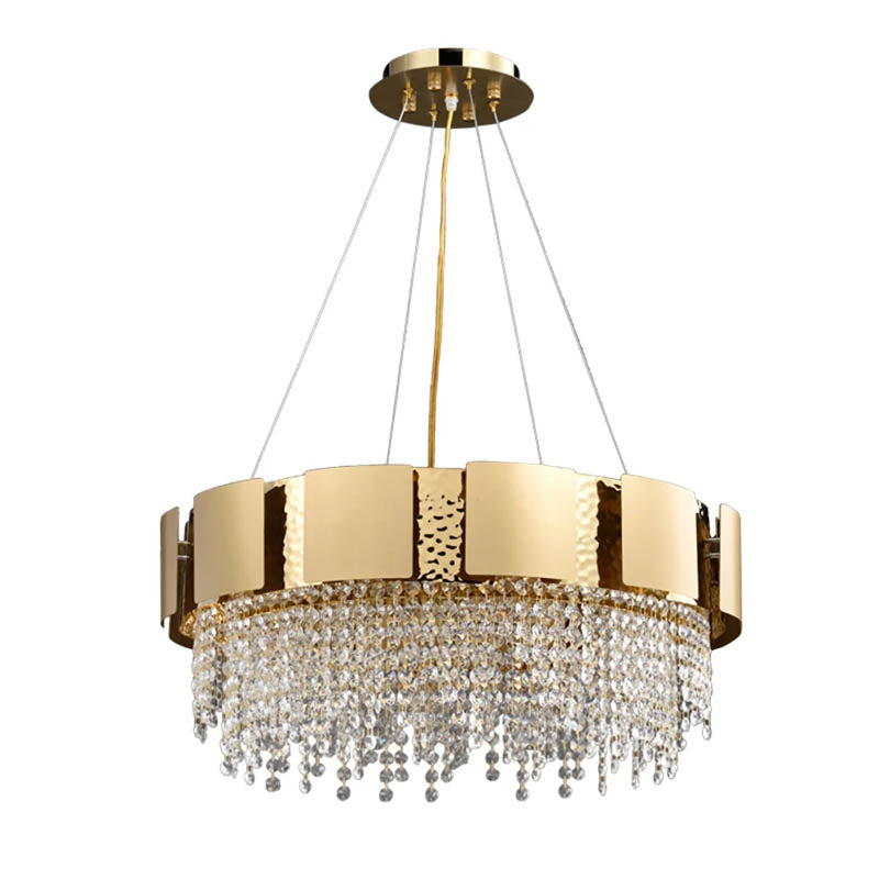 BUY online Gold Stainless Steel Crystal Chandelier by Gloss (SR1333/60) - Best Chandelier for bedroom decor
