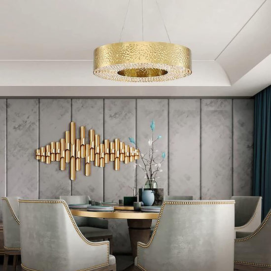 Load image into Gallery viewer, Postmodern Premium Gold Crystal Stainless steel chandelier simple round chandelier light for Living Room, dining room, hotel, Restaurant, Home Deco  by Gloss (SR1335/80)
