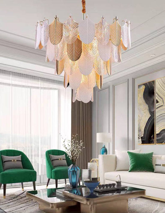 Feather Brass Luxury chandelier by Gloss (AM415)