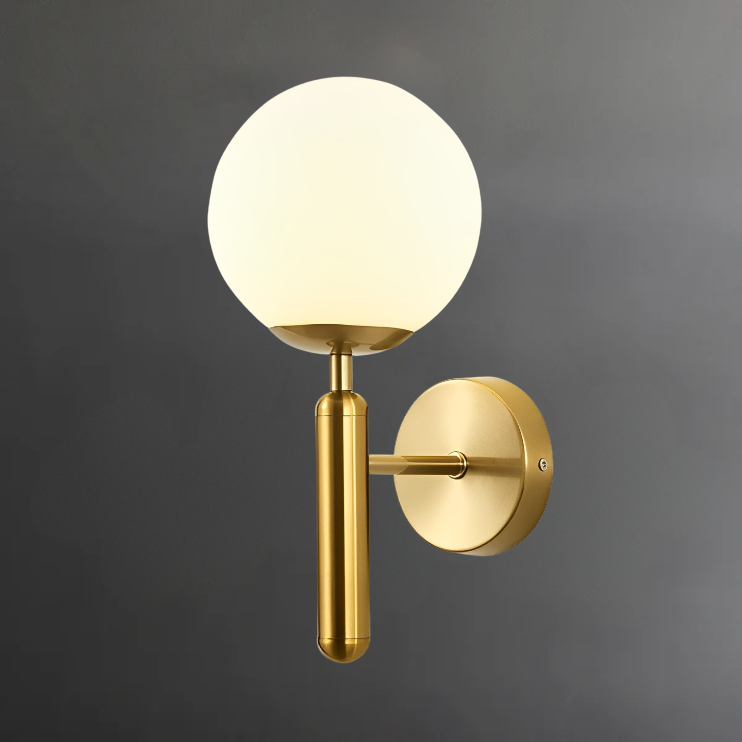 WL-B0032 Modern White glass ball wall lights Creative Metal Glass Wall Lamps for bedroom, stair, Corridor, Hallway bedside wall mounted lamp (Single Piece)