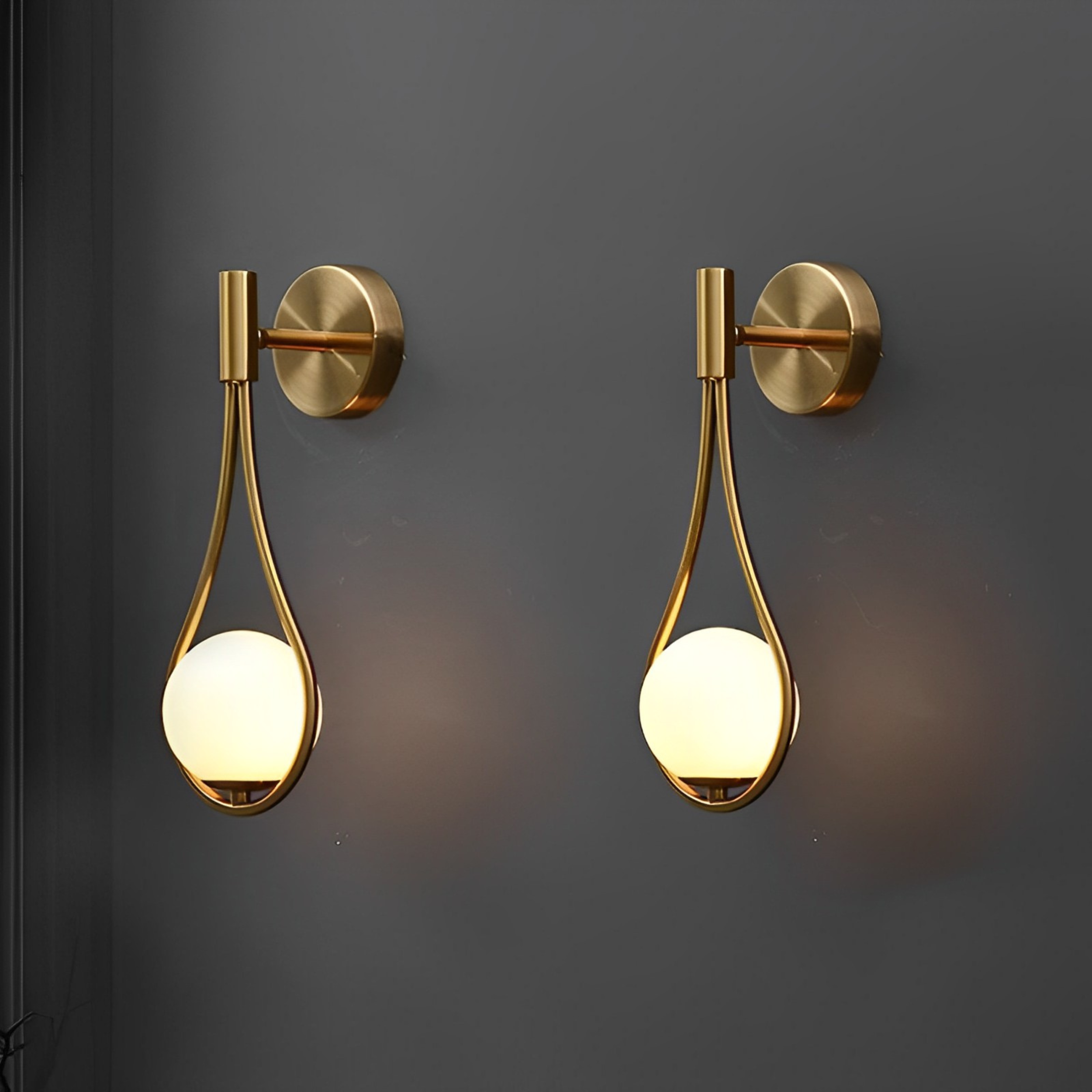 WL-B0035 Nordic Metal Glass Led Wall Sconce Lighting Modern E14 Wall Mounted Light Fixture Brass White Lamp Creative Staircase Bedside Lamp, bedroom, Corridor, Hallway (Single Piece)