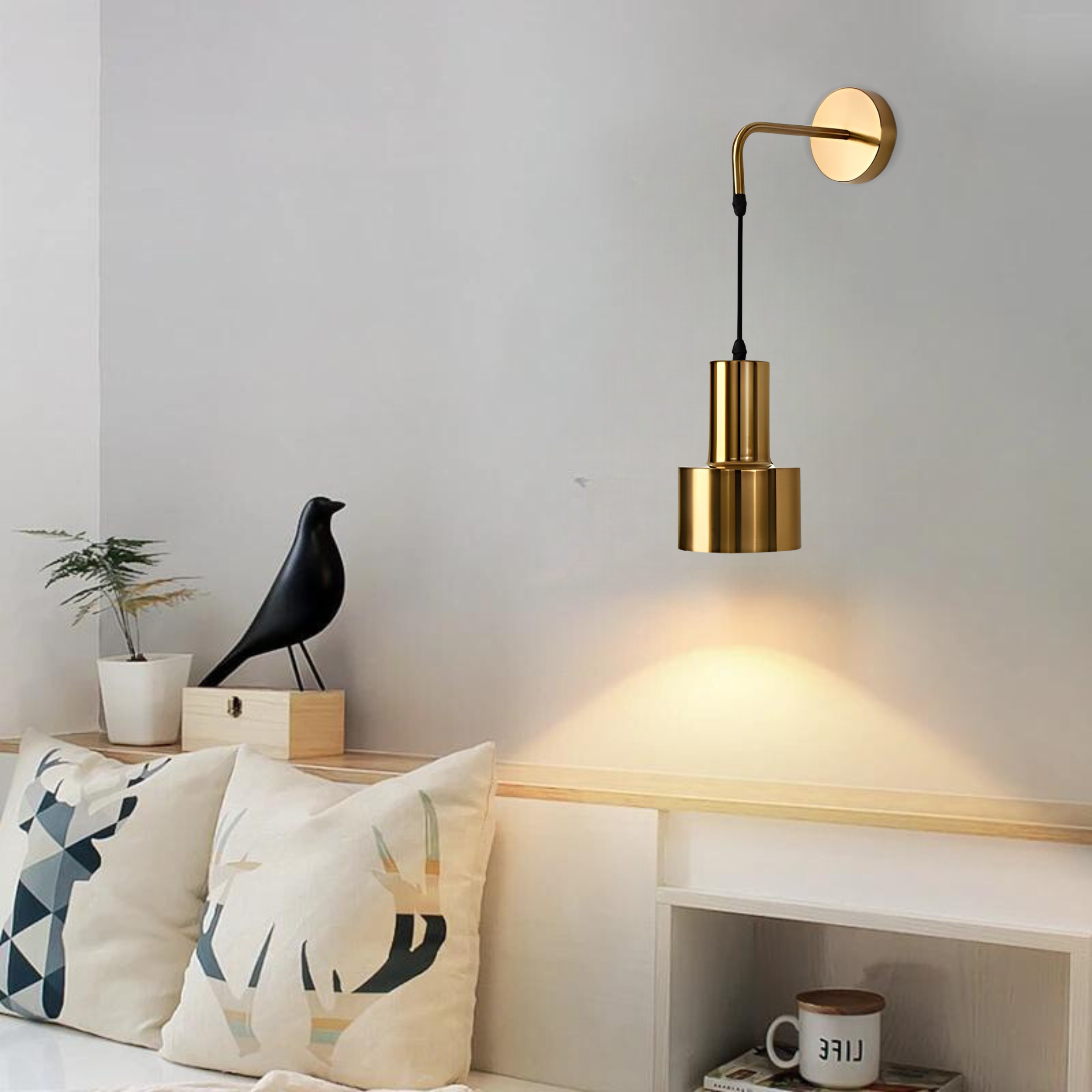 WL-B0036 Premium Decorative Metal Led Wall Lamp E27 Beside Lamp for Home Stairs, Lamp, bedroom, Corridor, Hallway (Single Piece)