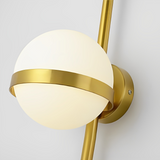 WL-B0044 Nordic Minimalist Brass Metal Glass wall Light living post-modern White Glass Wall Lamp for bedroom, bedside, Corridor, Hallway (Single Piece)