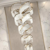 XQ-CR002 Stair Electroplated iron long chandelier Modern Clear Finish Matt copper chandelier for duplex building Duplex Area, Duplex Lobby, Double Height Lobby, Duplex House, Staircase Area