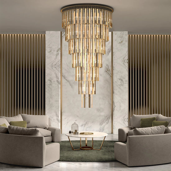 Golden Finish Double Height Chandelier by Gloss (XQ-CR003)