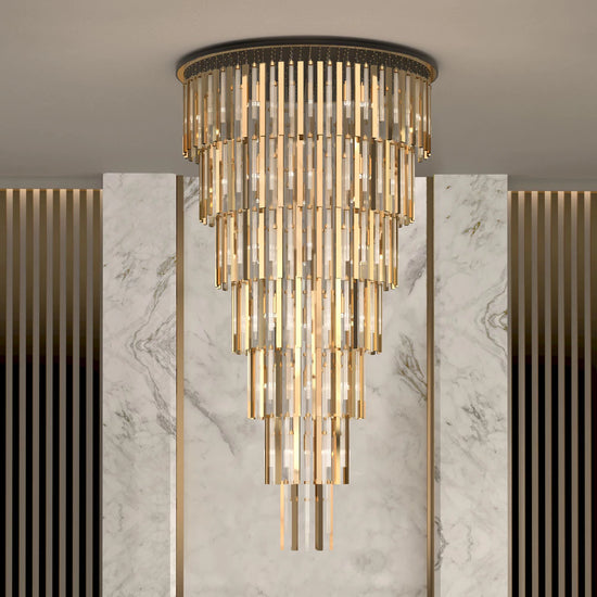 Golden Finish Double Height Chandelier by Gloss (XQ-CR003)