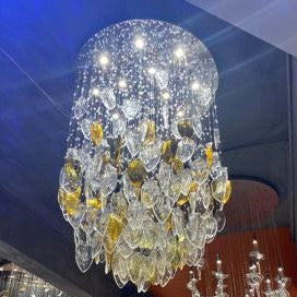 Clear And Tea Glass Double Height Chandelier by Gloss (XQ6007)