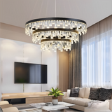 6800/3 Premium Modern Round LED Three Rings Layers Crystal Chandeliers