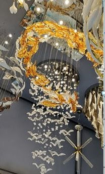 Gold Glass Double Height Chandelier by Gloss (XQ6004)