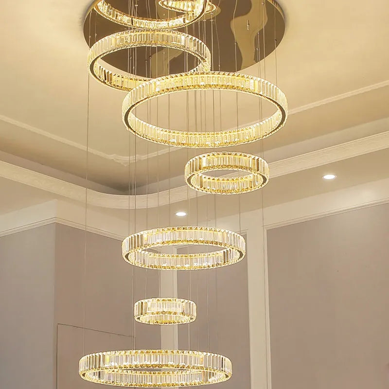 Crystal 6 Rings Double Height Chandelier by Gloss (2011/6)