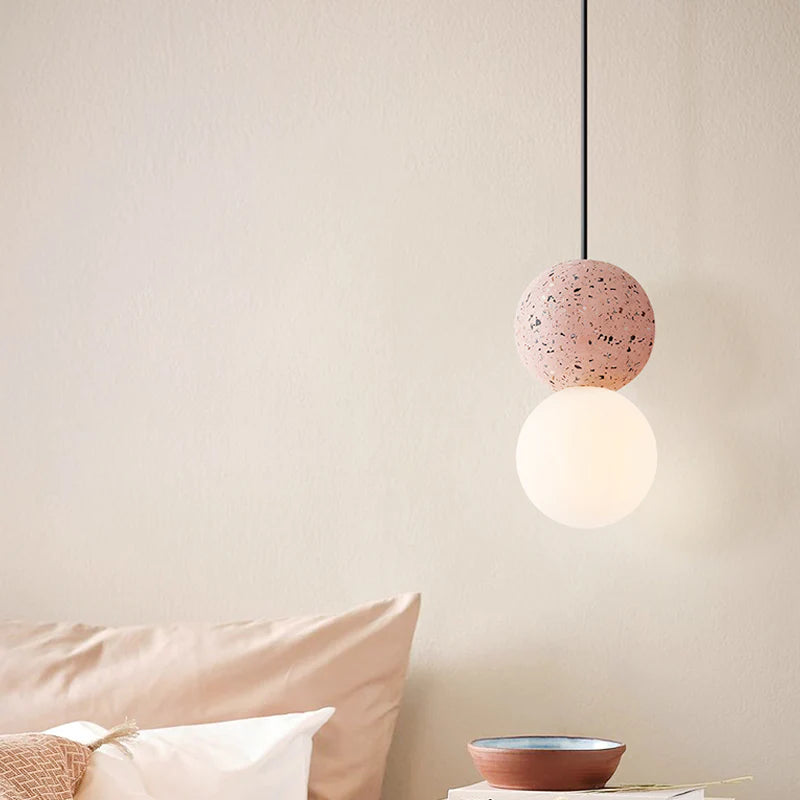 6003 Premium Double Ball Pink and White Pendant Light
