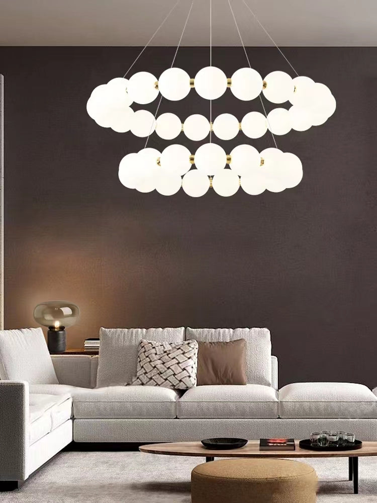 Nordic Pearl Chandeliers Modern White Crystal Ball Chandelier by Gloss (L9045)