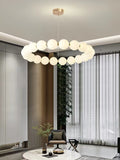 L9045 Luxury chandelier pearl necklace ring white crystal ball led ceiling Chandeliers for living room bedroom