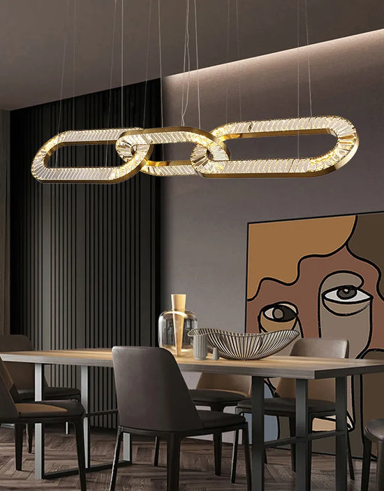 Load image into Gallery viewer, Golden Stainless Steel Crystal Chandelier by Gloss (9097)
