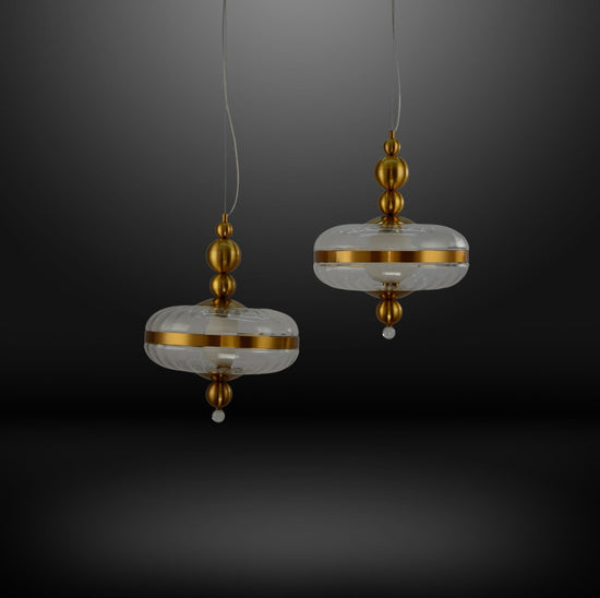 Premium Garrison Round Gold Glass Pendant Light by Gloss (A1856/350/A)