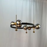 A1881/970 Bubble Round Light Sand Black And Gold Glass Metal Chandelier